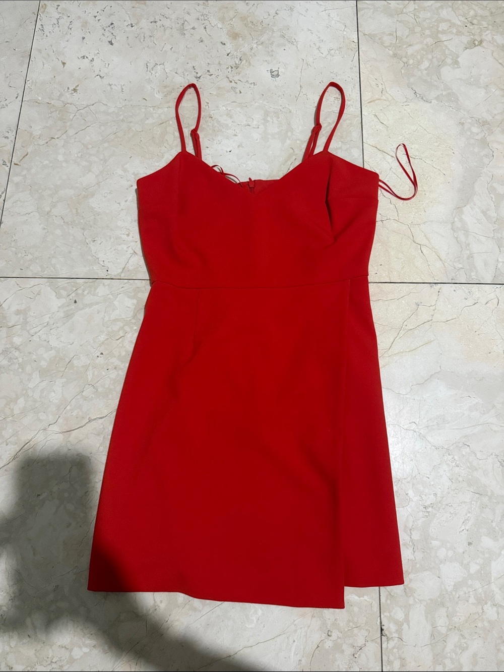 French Connection Red Spaghetti-Strap Mini Dress with Sweetheart Neckline